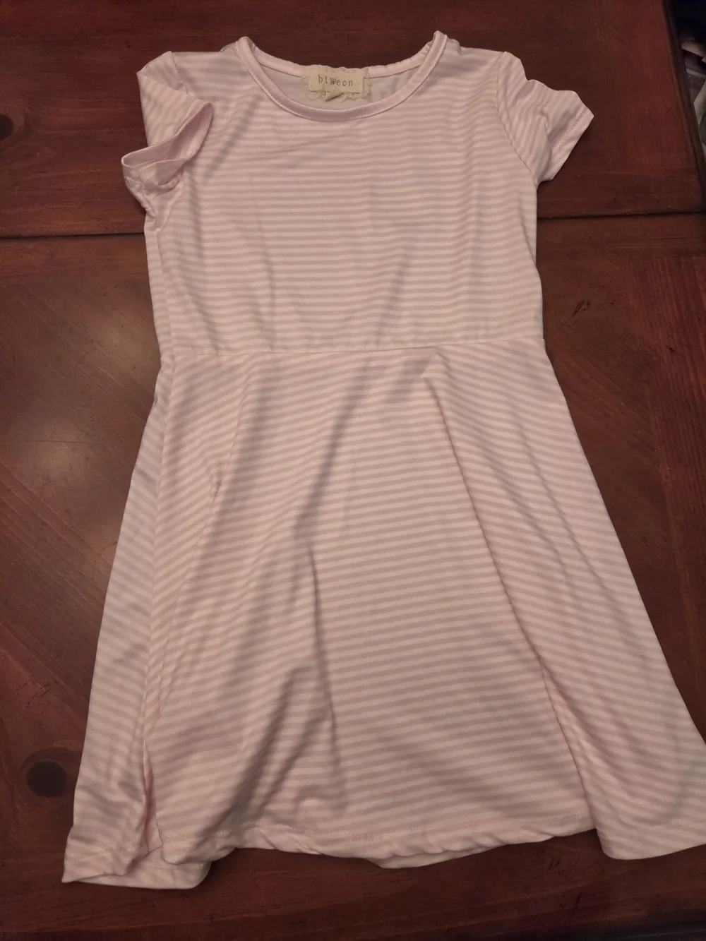 Girls' Pink Striped Knit Dress